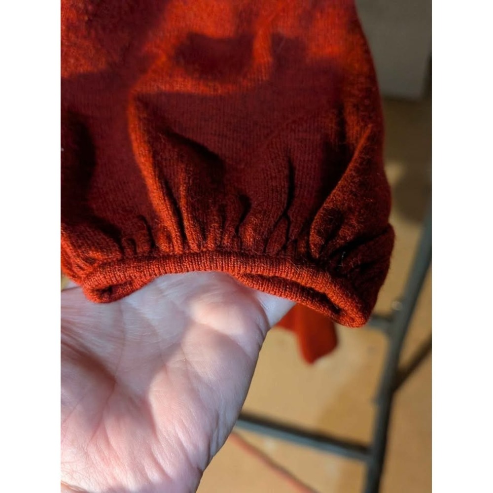 AGB Dress Women's Sweater Dress Size M Cowl Neck 3/4 Sleeve Rust Orange - Picture 6 of 9